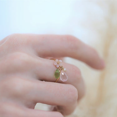Pink Sakura Blossom Ring (6925789823069)