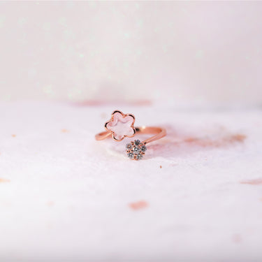 Rose Quartz Flower Ring